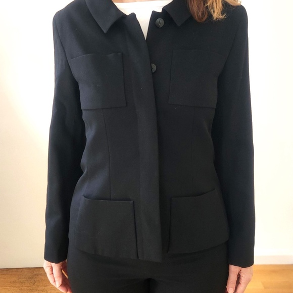 CHANEL Black Vintage Wool Suit with Jacket & Pants lined with Silk  -Size 36/US6 - Picture 4 of 16